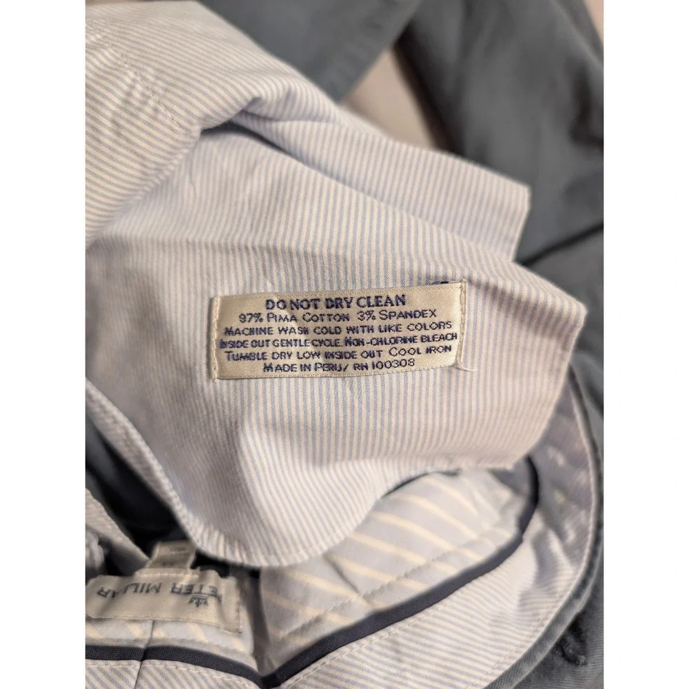 Peter Millar Chino Pants Mens 33x30 Blue Pima Cotton Stretch Flat Front